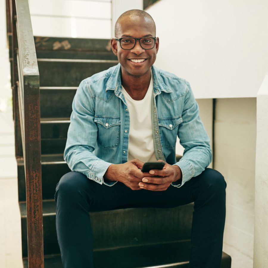 Man sitting on stairs