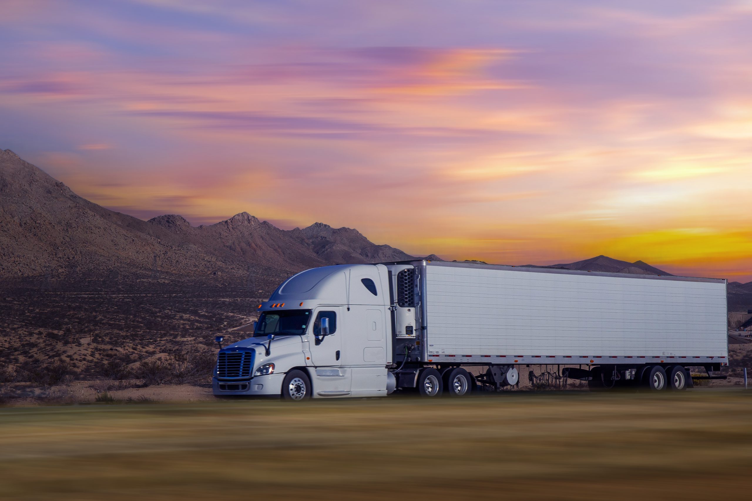 Semi Truck In Motion.