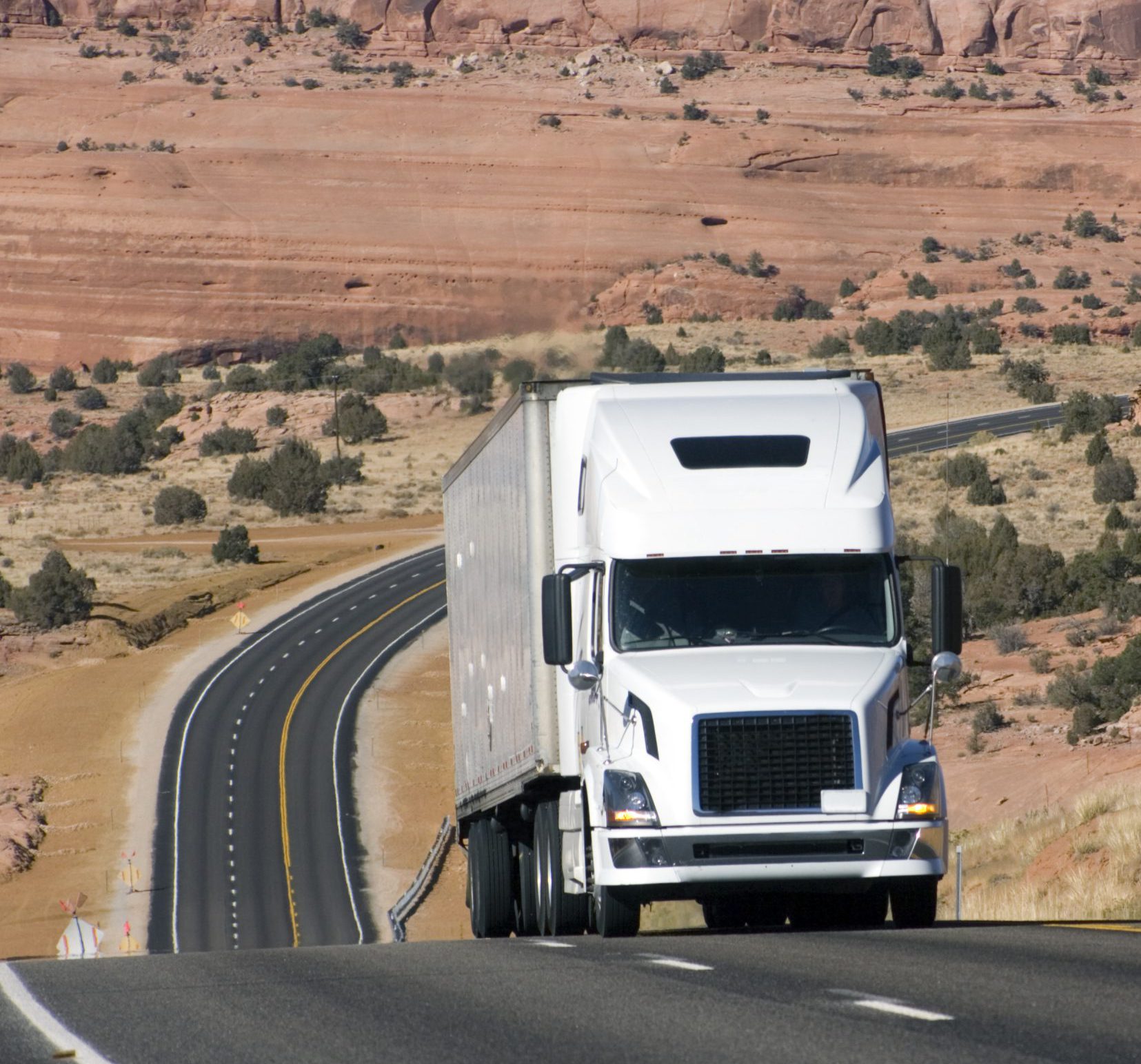 Semi Truck In Motion.